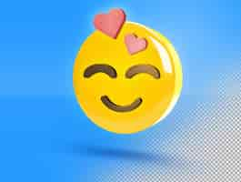 Бесплатный PSD Круглый 3d emoji с любовной улыбкой