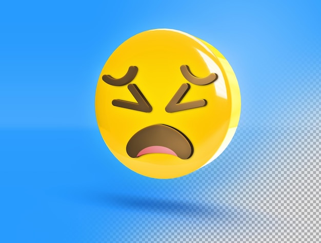 Бесплатный PSD Круглый 3d emoji с жестом боли