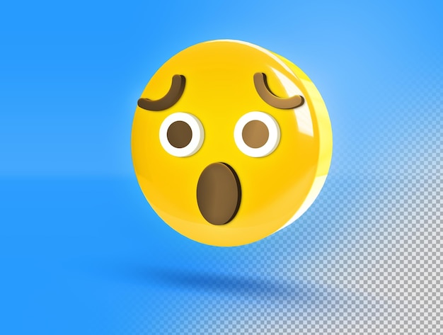 Бесплатный PSD Круглый 3d emoji с грустным и удивленным лицом