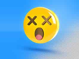 Free PSD circular 3d emoji with stunned face