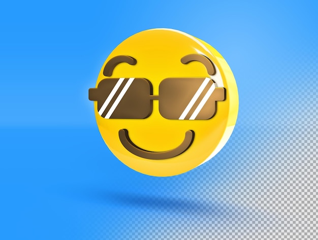 Free PSD circular 3d happy emoji with sunglasses