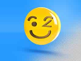 Free PSD circular 3d happy winking emoji