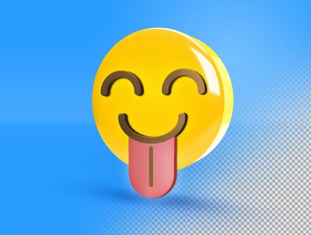 PSD gratuito emoji circolare 3d con la lingua fuori che ride