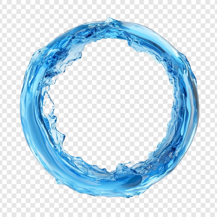 Free PSD circular water splash a blue ring of liquid motion