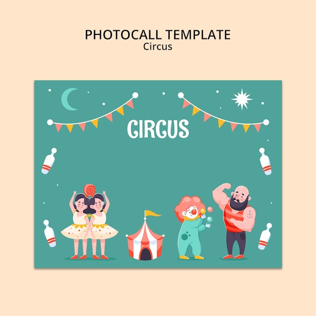 Free PSD circus fun photocall template