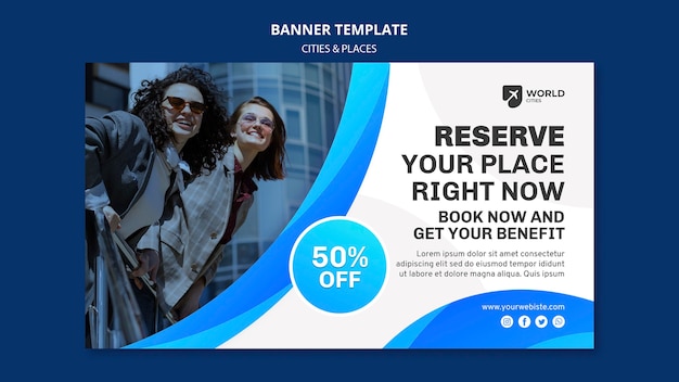 都市と場所のバナーテンプレート