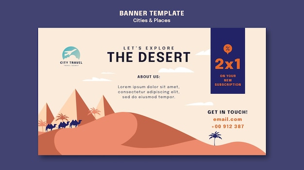 無料PSD 都市と場所のバナーテンプレート