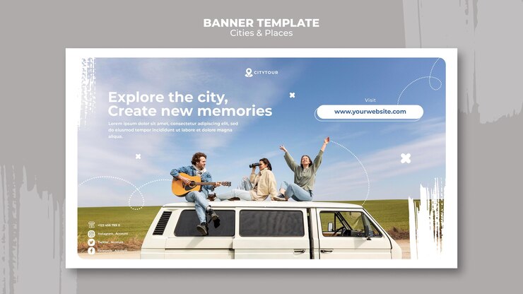 Free PSD cities and places banner template