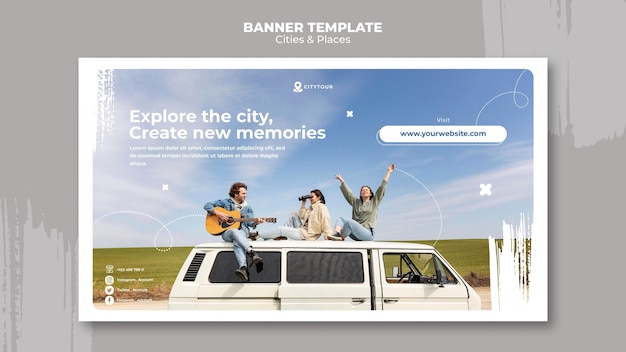 Cities and places banner template