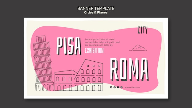 Cities and places banner template
