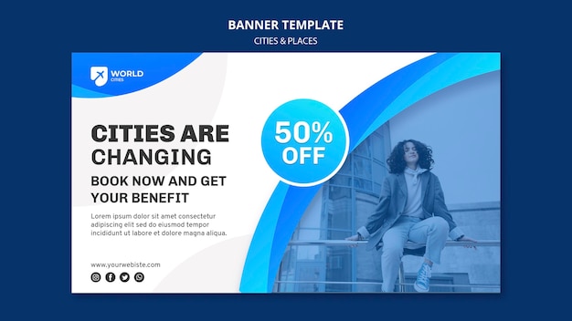 Cities and places banner template