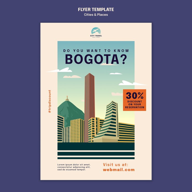 Free PSD cities and places flyer template