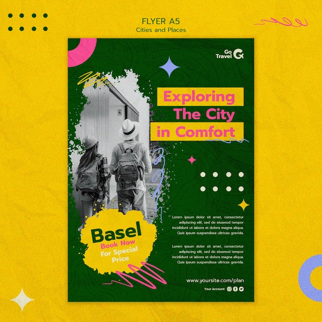 Cities and places flyer template