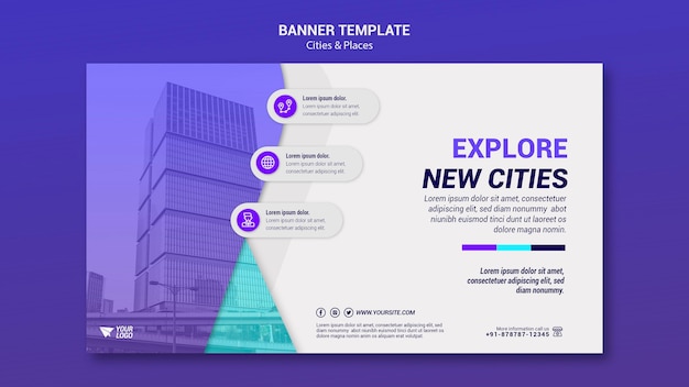 Free PSD cities and places horizontal banner