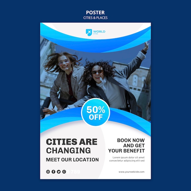 Free PSD cities and places poster template