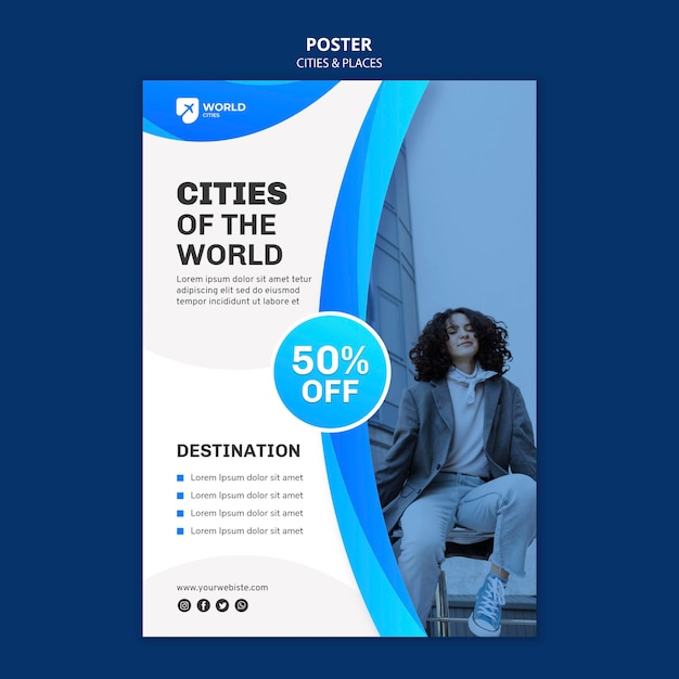 Free PSD cities and places poster template