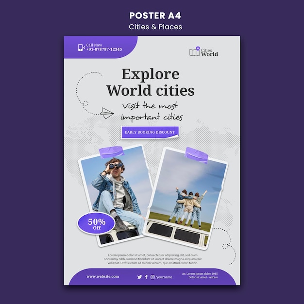 Cities and Places Poster Template – Free PSD Download