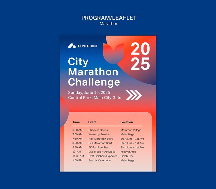 Free PSD city marathon challenge event flyer