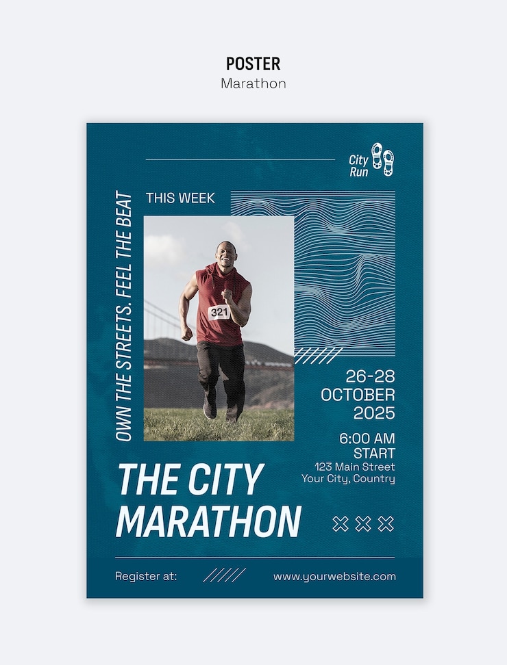 Free PSD the city marathon poster