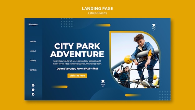 Free PSD city park landing page template