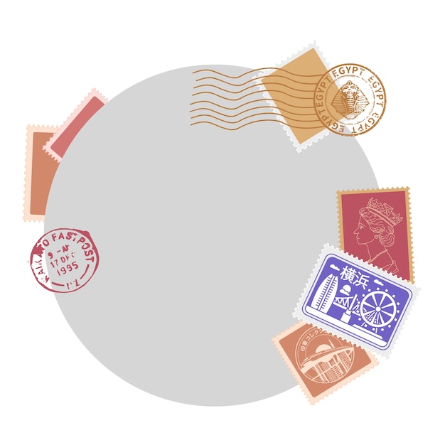 city post stamp  isolated