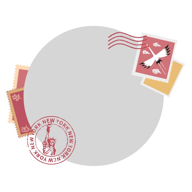 Free PSD city post stamp  isolated