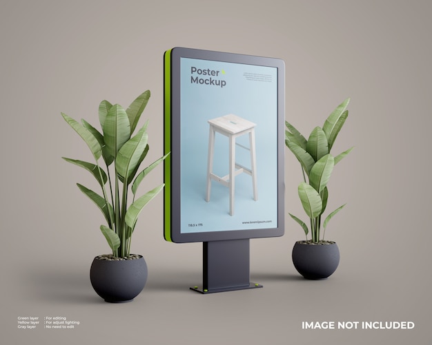 Citylight poster mockup with plant on side