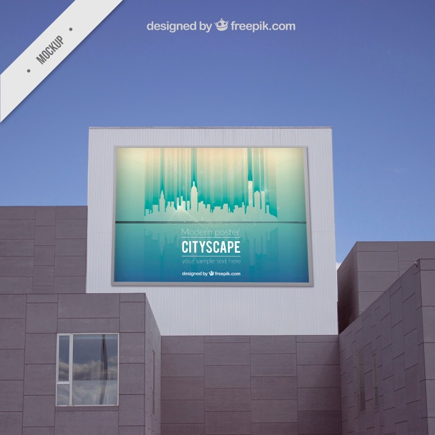 Cityscape Outdoor Billboard on a Building – Free PSD Template Download