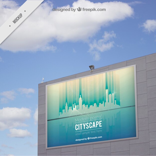 Cityscape outdoor billboard mockup