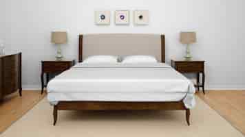 PSD gratuito camera classica o camera d'albergo con letto king size