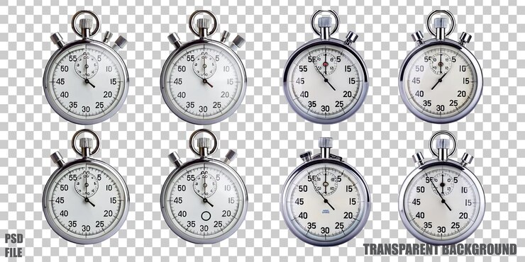 Free PSD classic stopwatches on transparent background