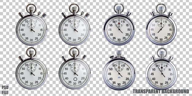 classic stopwatches on transparent background