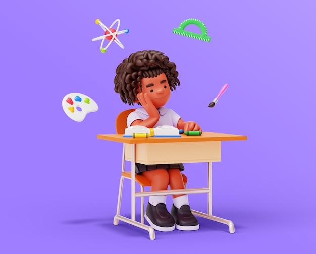 Free PSD classroom girl character rendering