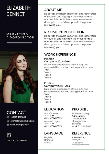 Free PSD | Classy resume editable template psd in black and white