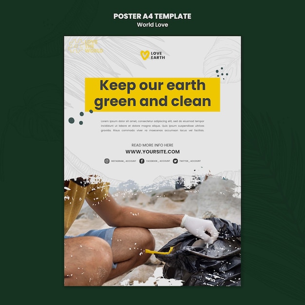 Free PSD clean the earth poster template