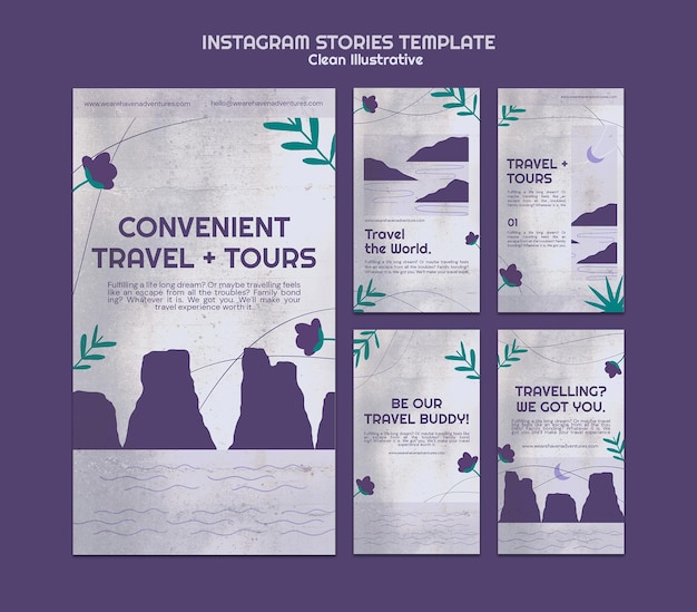 Clean illustrative instagram stories template