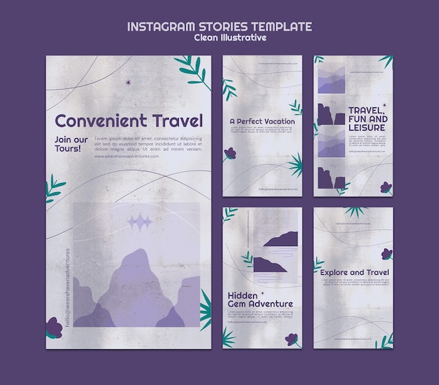 Clean illustrative instagram stories template