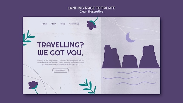 Free PSD clean illustrative landing page template