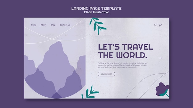 Free PSD clean illustrative landing page template