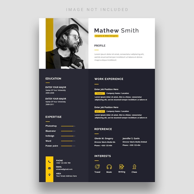 Free PSD clean and modern resume or cv template