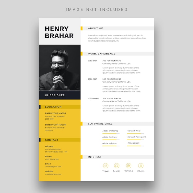 Free PSD clean  modern resume or cv template