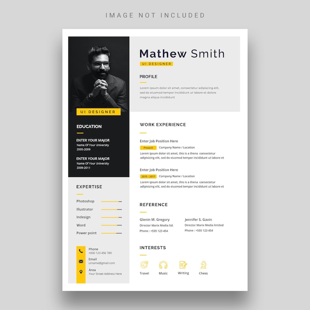 Free PSD clean  modern resume or cv template