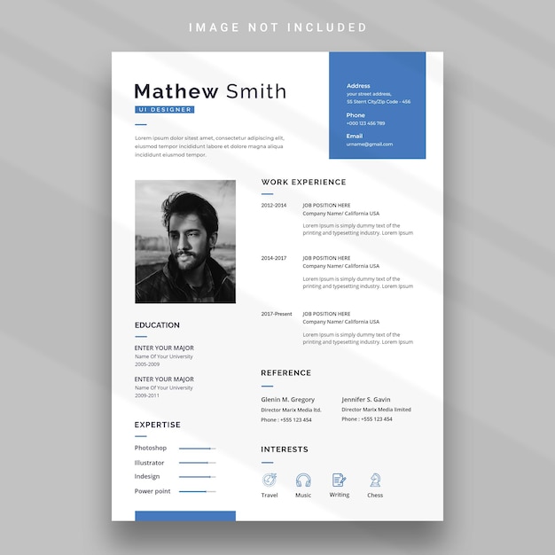 Free PSD clean  modern resume or cv template