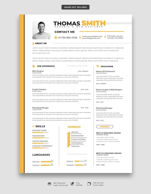 Clean and modern resume portfolio or cv template