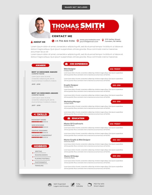 Clean and modern resume portfolio or cv template