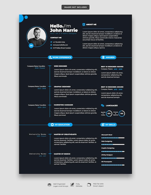 Clean and modern resume portfolio or cv template