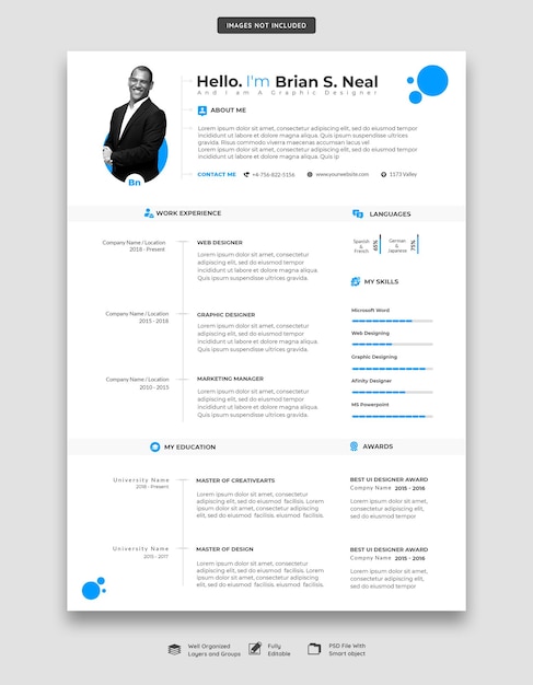 Clean and Modern Resume Portfolio or CV Template