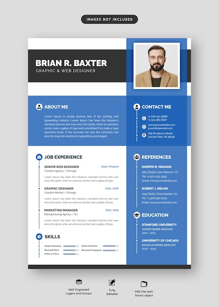 Clean and modern resume portfolio or cv template