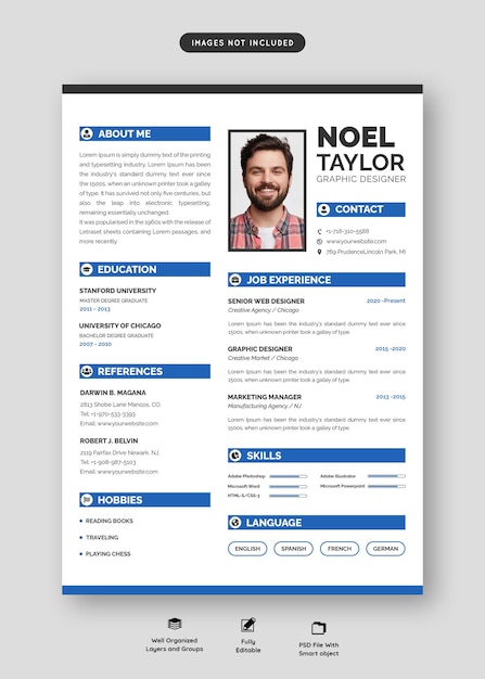 Clean and modern resume portfolio or cv template