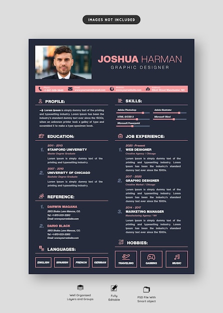 Portfolio o modello di curriculum vitae pulito e moderno